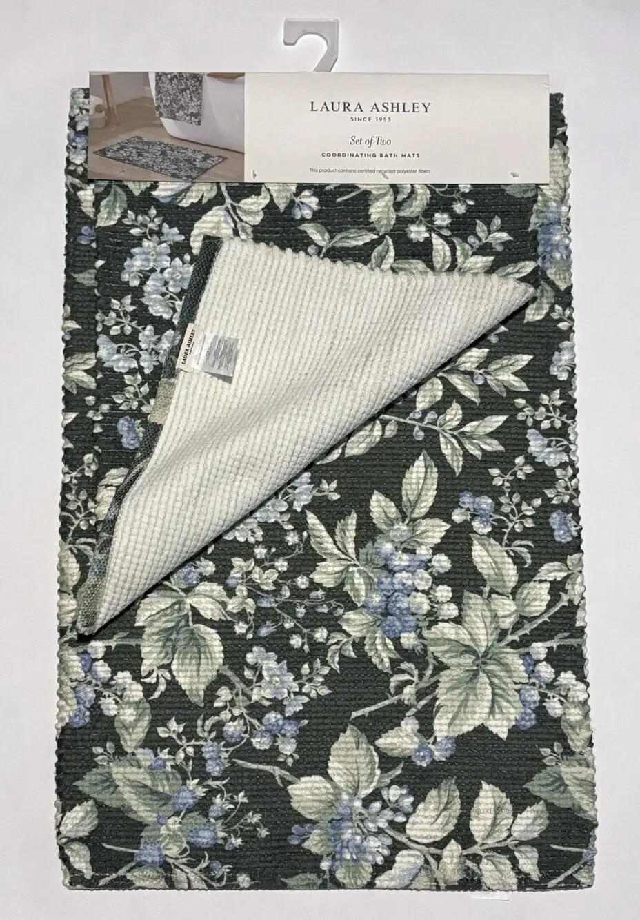 Laura Ashley Bramble Berry Bath Mat Rugs Set Green 2 Pcs 20